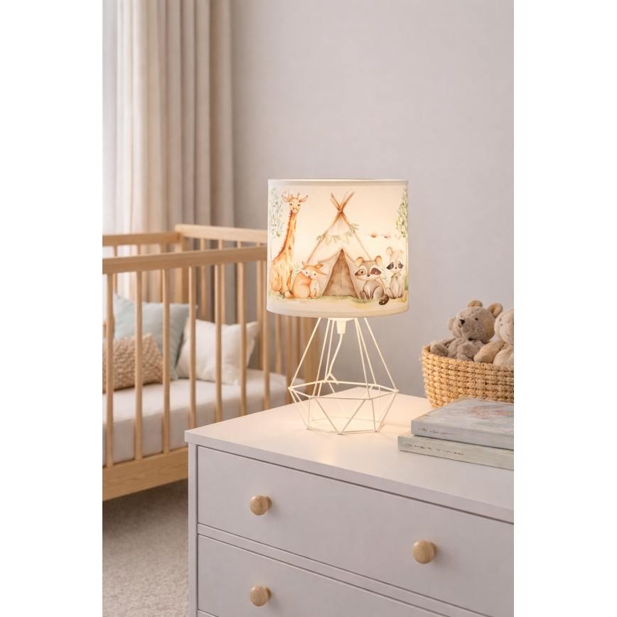 Παιδικό επιτραπέζιο φωτιστικό KIDS ROOM 1xE27/60W/230V, Ø 18 εκ., με ζωάκια