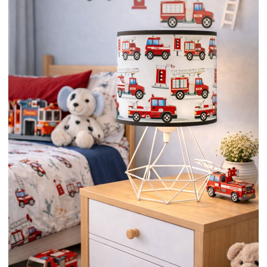 Παιδικό επιτραπέζιο φωτιστικό KIDS ROOM 1xE27/60W/230V διάμετρος 18 cm, με θέμα πυροσβεστών