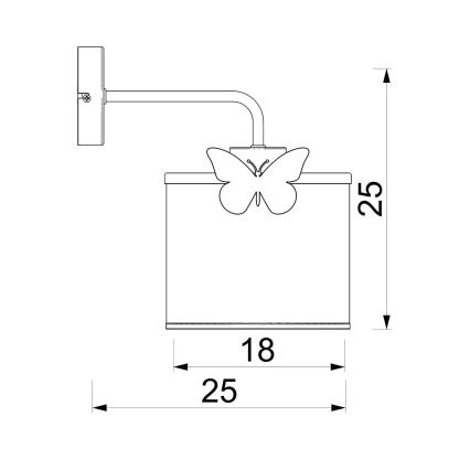 Παιδικό επιτοίχιο φωτιστικό SWEET 1xE27/15W/230V λευκό/ροζ/πεταλούδα