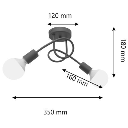 Παιδικό οροφής φωτιστικό OXFORD 2xE27/15W/230V γκρι