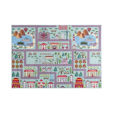Παιδικό χαλί STELLA STREETS 100x150 cm τιρκουάζ/σχέδιο πόλης