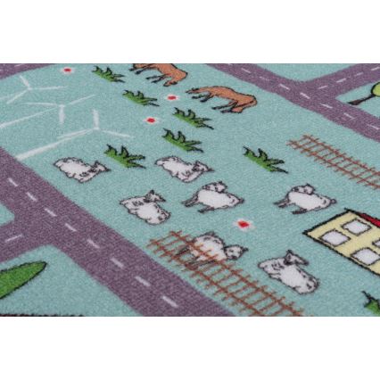 Παιδικό χαλί STELLA STREETS 100x150 cm τιρκουάζ/σχέδιο πόλης