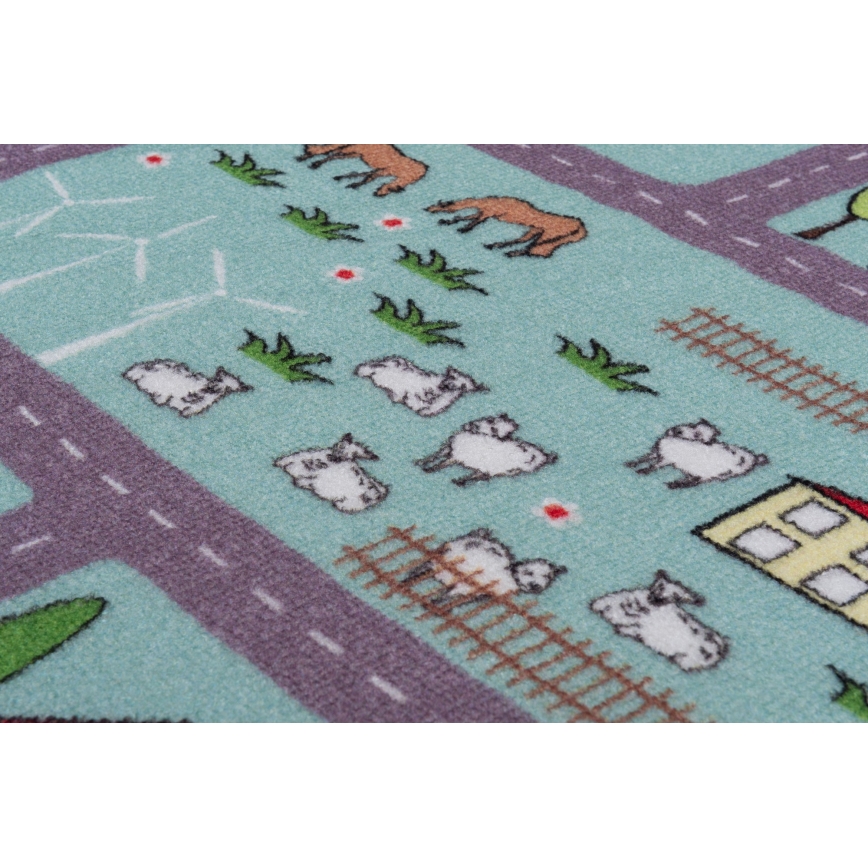 Παιδικό χαλί STELLA STREETS 100x150 cm τιρκουάζ/σχέδιο πόλης