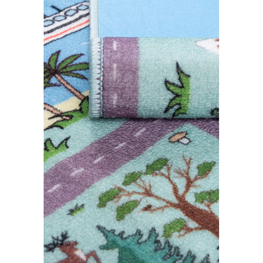 Παιδικό χαλί STELLA STREETS 100x150 cm τιρκουάζ/σχέδιο πόλης