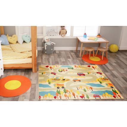 Παιδικό χαλί STELLA STREETS 100x150 cm μπεζ/πόλη
