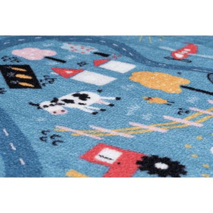 Παιδικό χαλί STELLA STREETS 100x150 cm — μπλε με σχέδιο πόλης