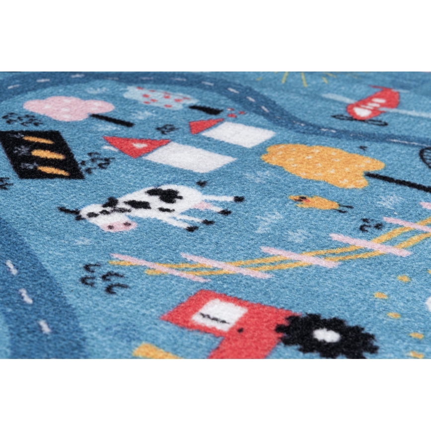 Παιδικό χαλί STELLA STREETS 100x150 cm — μπλε με σχέδιο πόλης