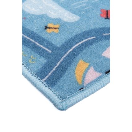 Παιδικό χαλί STELLA STREETS 100x150 cm — μπλε με σχέδιο πόλης