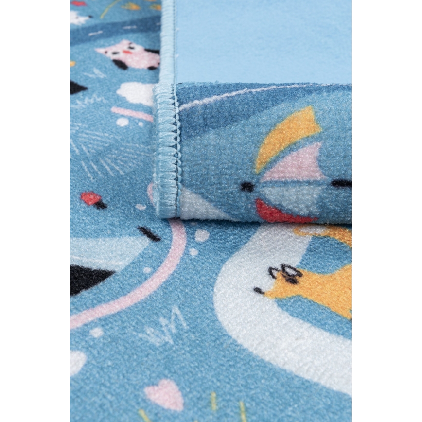 Παιδικό χαλί STELLA STREETS 100x150 cm — μπλε με σχέδιο πόλης