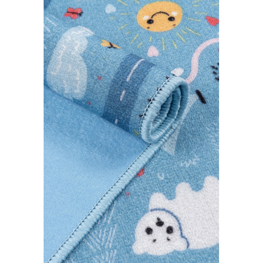 Παιδικό χαλί STELLA STREETS 100x150 cm — μπλε με σχέδιο πόλης