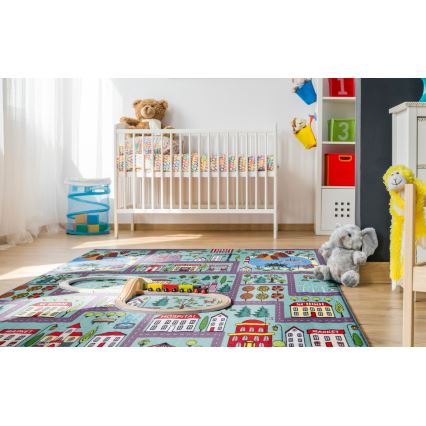 Παιδικό χαλί STELLA STREETS 120x170 εκ. τυρκουάζ/πόλη
