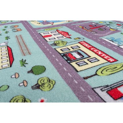 Παιδικό χαλί STELLA STREETS 80x100 cm τιρκουάζ/πόλη