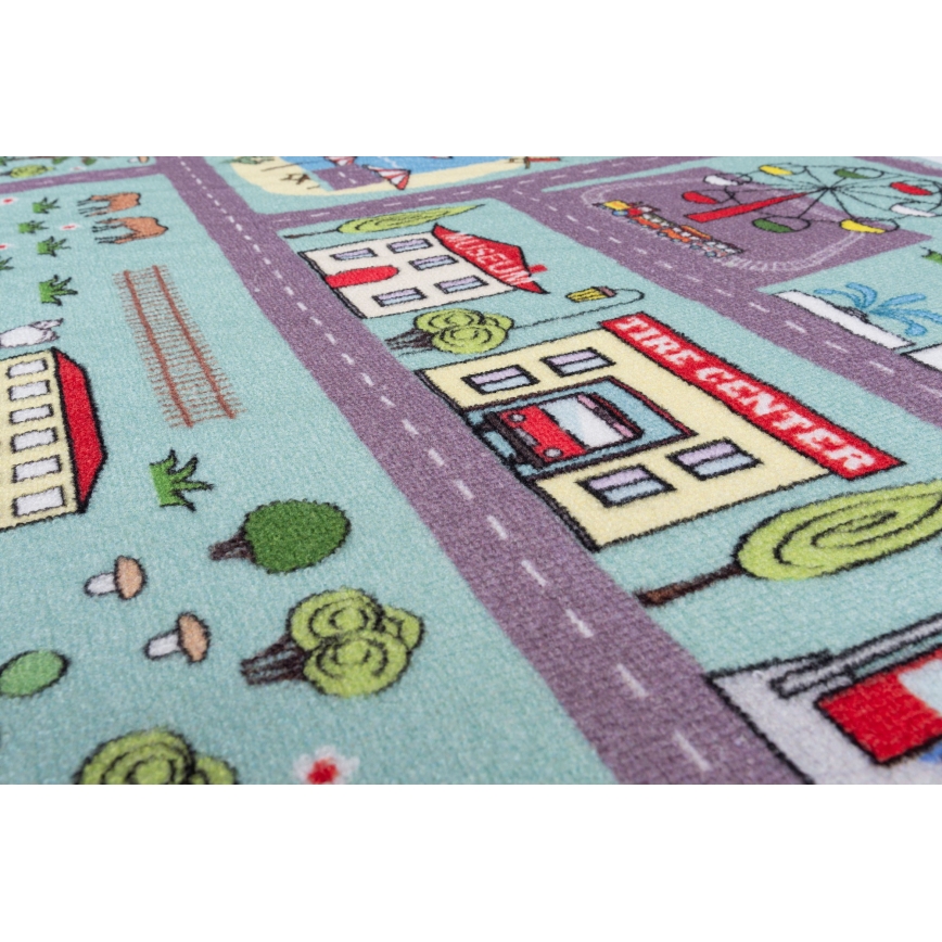 Παιδικό χαλί STELLA STREETS 80x100 cm τιρκουάζ/πόλη