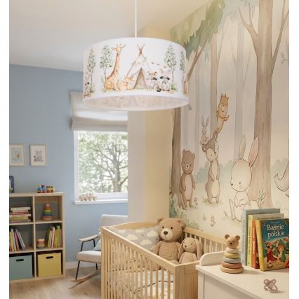 Παιδικός πολυέλαιος KIDS ROOM 1xE27/60W/230V Ø 40 εκ. με ζωάκια