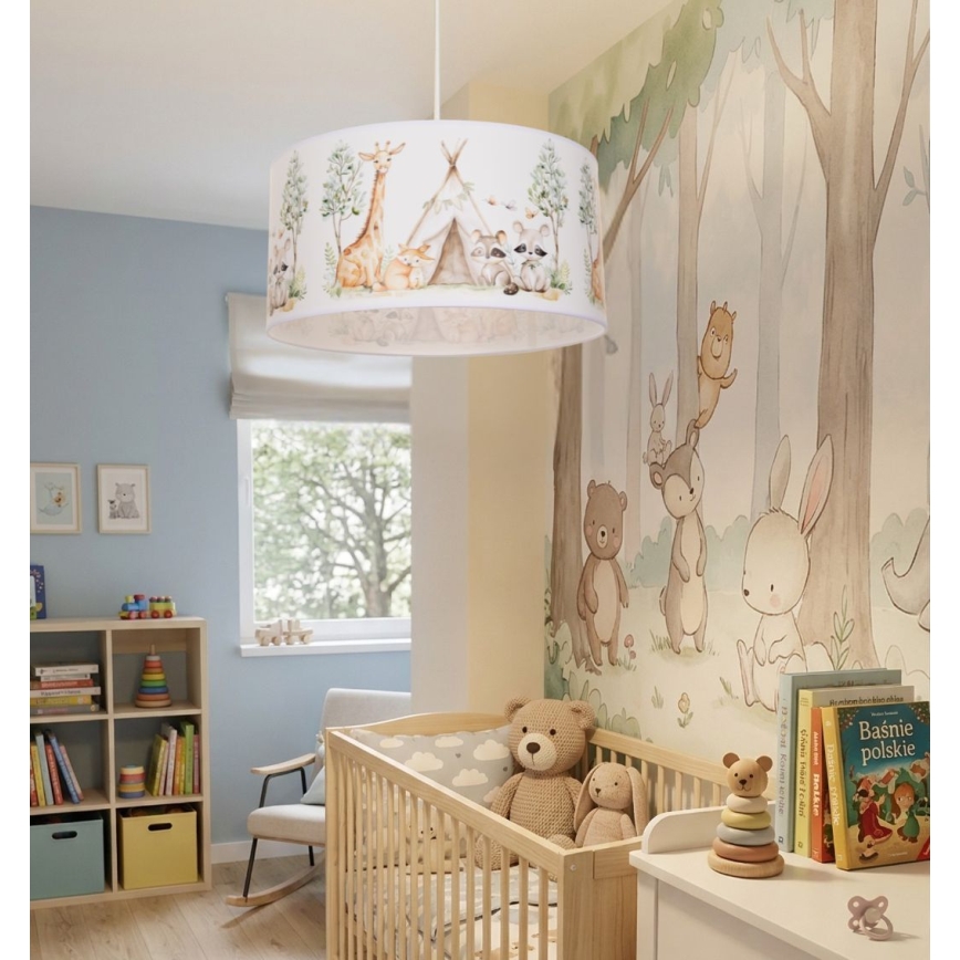 Παιδικός πολυέλαιος KIDS ROOM 1xE27/60W/230V Ø 40 εκ. με ζωάκια