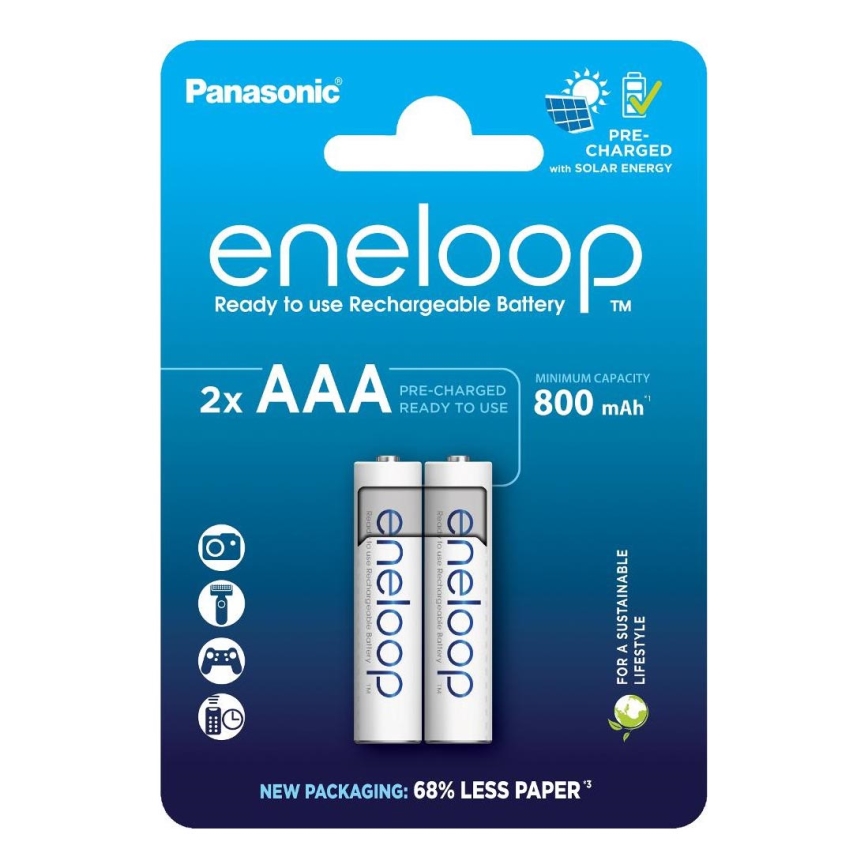 Panasonic - 2 τμχ Επαναφορτιζόμενη μπαταρία AAA Eneloop 800 mAh