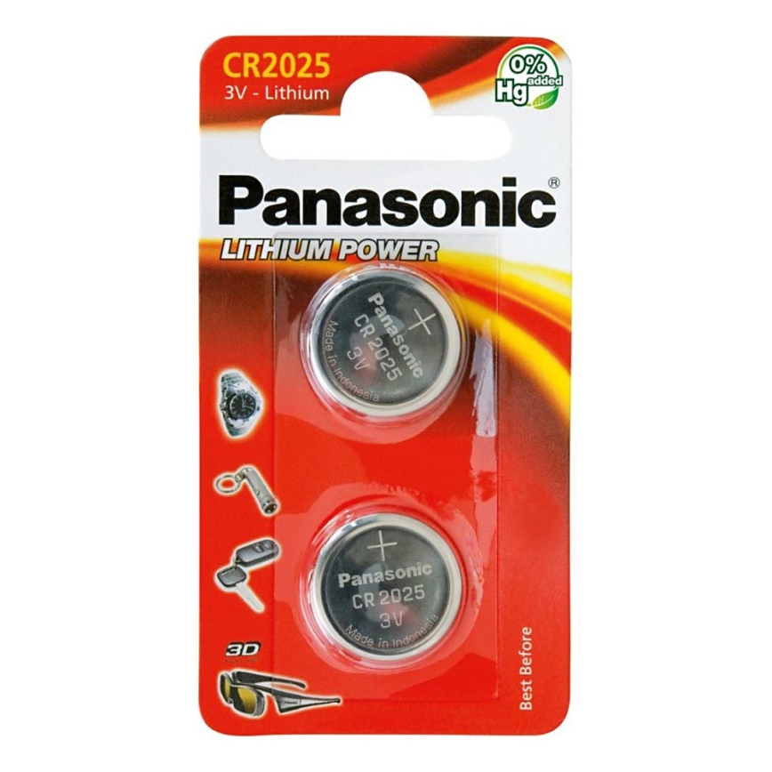 Panasonic - 2 τμχ Μπαταρία στοιχείων λιθίου κουμπί CR2025 3V 165 mAh