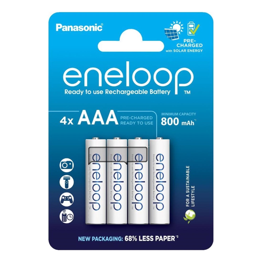 Panasonic - 4 τμχ Επαναφορτιζόμενη μπαταρία AAA Eneloop 800 mAh