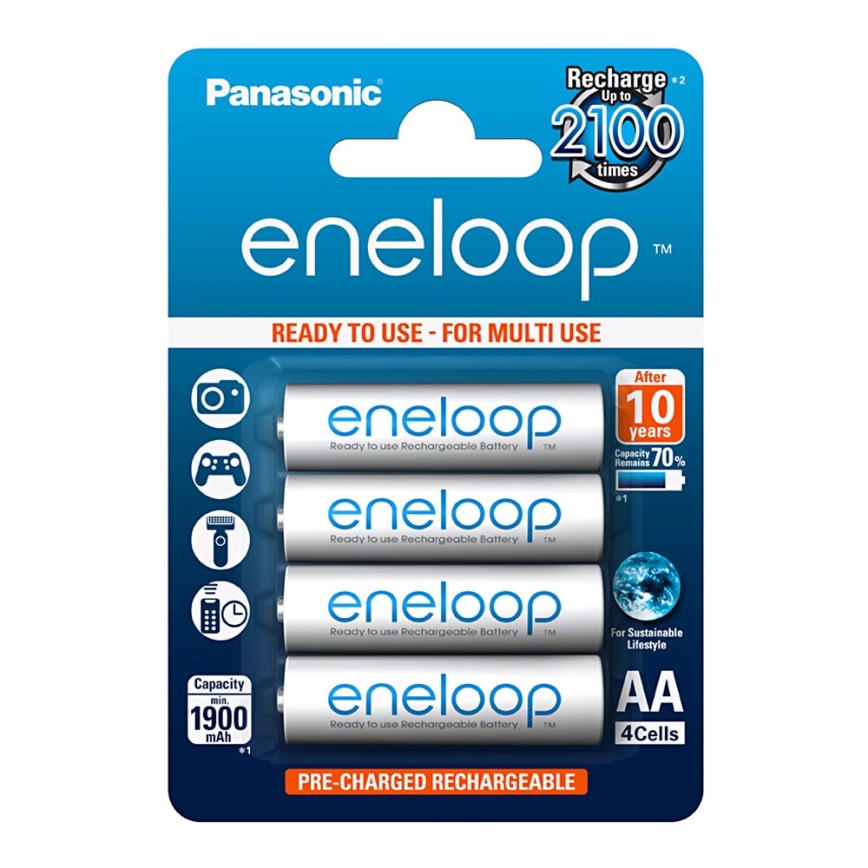 Panasonic Eneloop BK-3MCCE - 4τμχ επαναφορτιζόμενες μπαταρίες AA Eneloop NiMH/1.2V/1900mAh