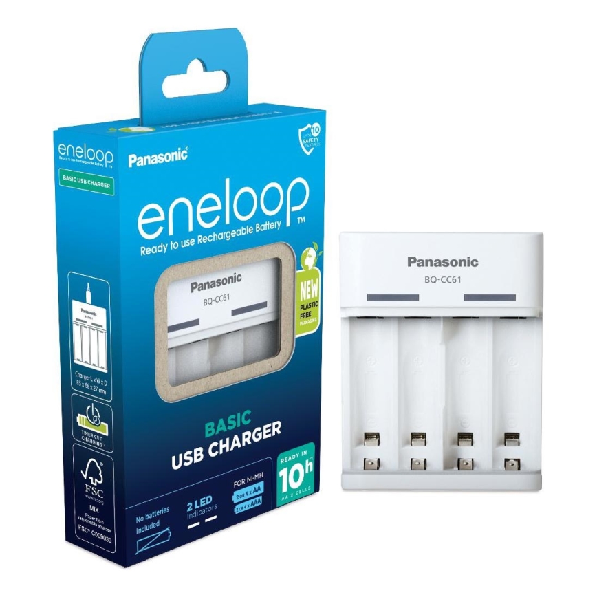 Panasonic - Φορτιστής μπαταρίας Eneloop 4xAA/AAA 5V