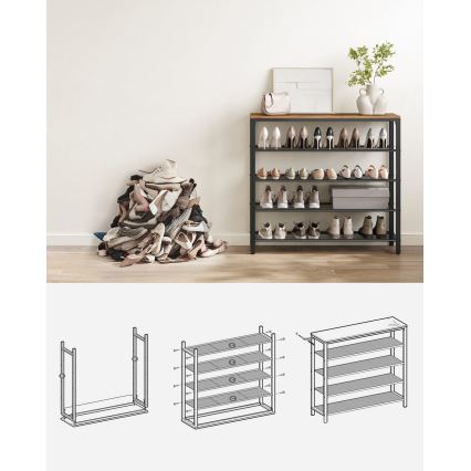 Παπουτσοθήκη DAVOR καφέ/μαύρη