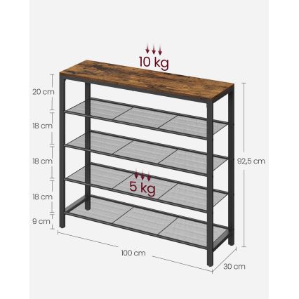 Παπουτσοθήκη DAVOR καφέ/μαύρη