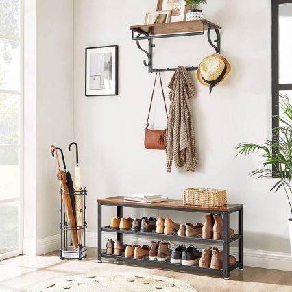 Παπουτσοθήκη DAVOR καφέ/μαύρη