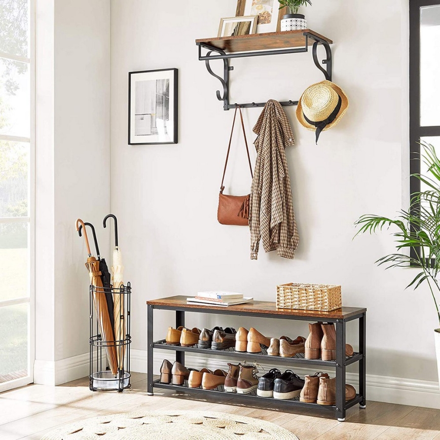 Παπουτσοθήκη DAVOR καφέ/μαύρη