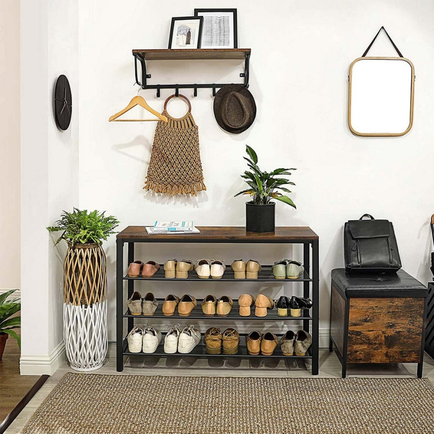 Παπουτσοθήκη DAVOR καφέ/μαύρο