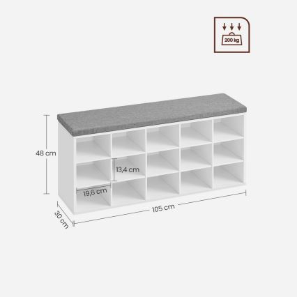 Παπουτσοθήκη VOREN 105x48x30 cm λευκό/γκρι