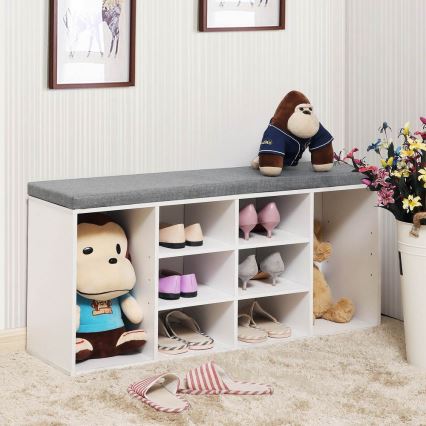 Παπουτσοθήκη VOREN λευκή/γκρι