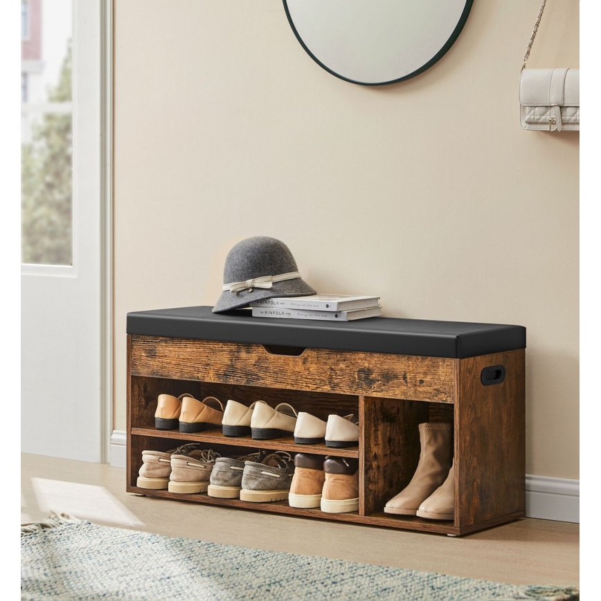 Παπουτσοθήκη VOREN καφέ/μαύρη