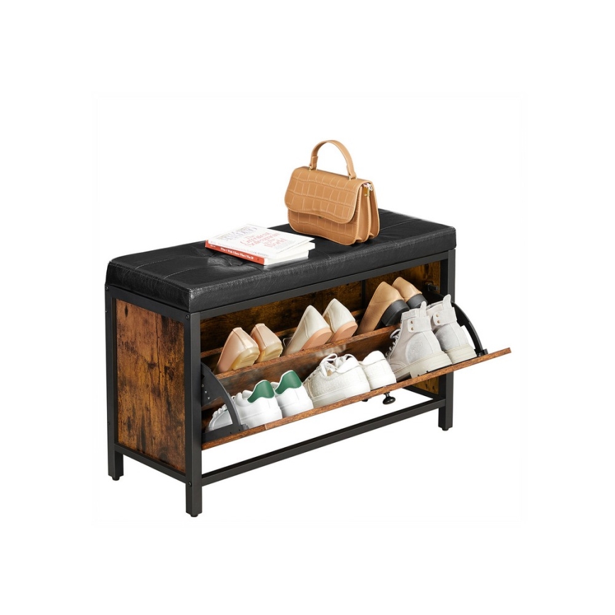 Παπουτσοθήκη VOREN σε καφέ/μαύρο