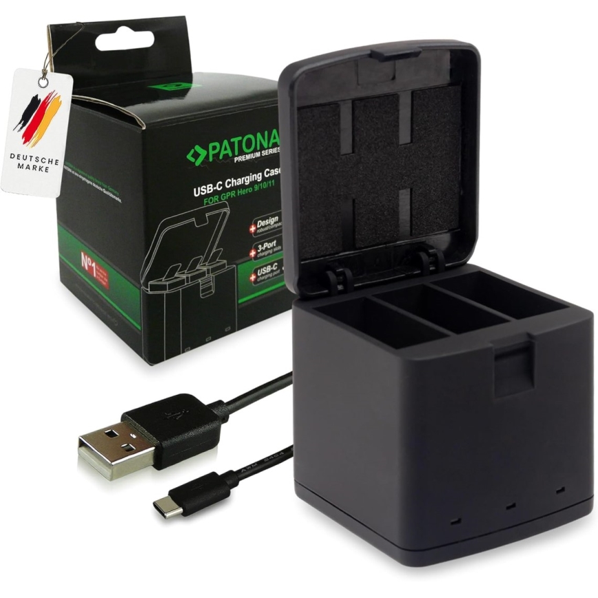 PATONA - Φορτιστής Triple GoPro Hero 9/Hero 10/Hero 11/Hero 12