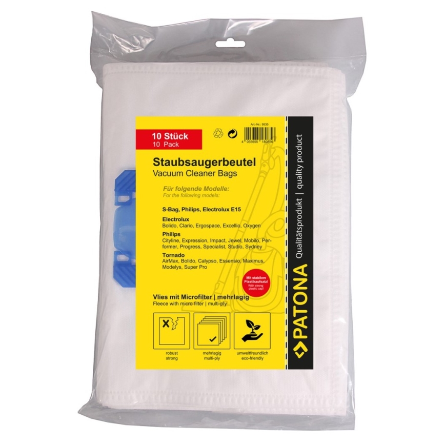 PATONA - Σακούλες για ηλεκτρική σκούπα Electrolux E15 - 10 τεμάχια