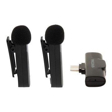 PATONA - ΣΕΤ 2x Ασύρματο μικρόφωνο με κλιπ για smartphone USB-C 5V 50 mAh