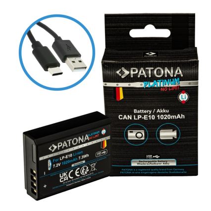 PATONA - Μπαταρία Canon LP-E10 1020mAh Li-Ion Platinum USB-C charging