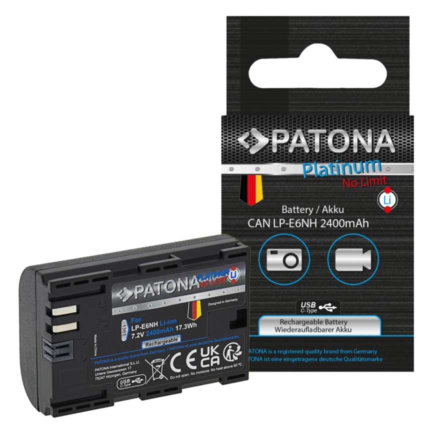 PATONA - Μπαταρία Canon LP-E6NH 2600mAh Li-Ion Platinum USB-C