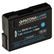 PATONA - Μπαταρία Nikon EN-EL14/EN-EL14A 1030mAh Li-Ion Platinum USB-C charging