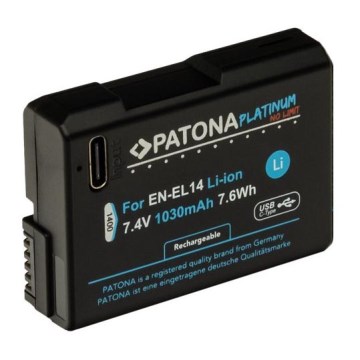 PATONA - Μπαταρία Nikon EN-EL14/EN-EL14A 1030mAh Li-Ion Platinum USB-C charging