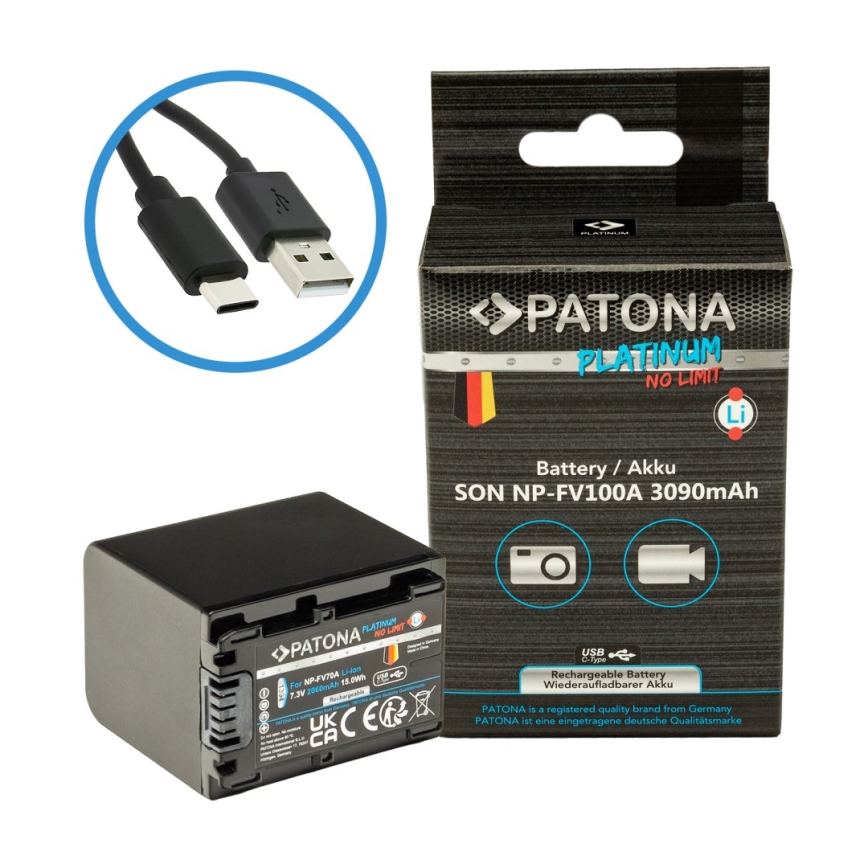 PATONA - Μπαταρία Sony NP-FV100 3090mAh Li-Ion Platinum USB-C charging