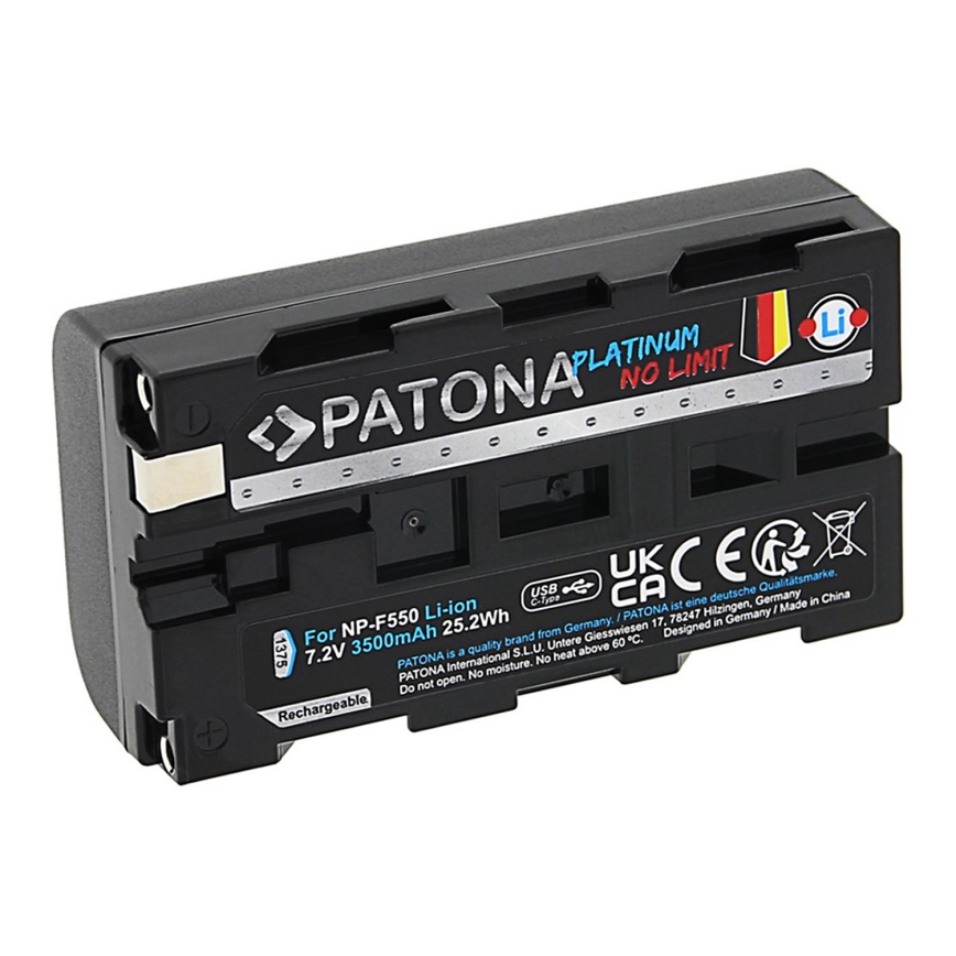 PATONA - Μπαταρία για Sony NP-F550/F330/F570 3500mAh Li-Ion Platinum με φόρτιση USB-C