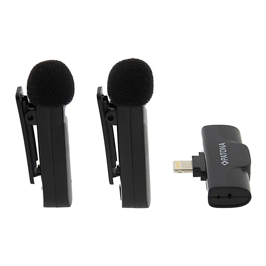 PATONA - ΣΕΤ 2x Ασύρματο μικρόφωνο με κλιπ για iPhone USB-C 5V 50 mAh