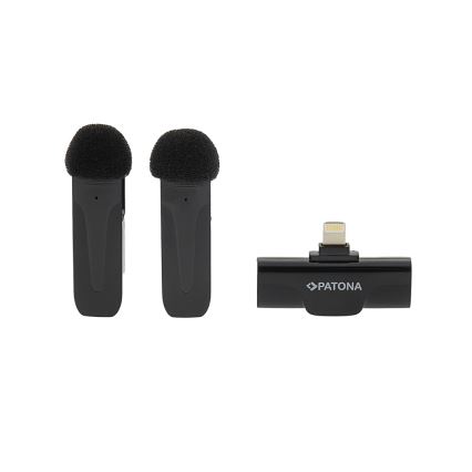 PATONA - ΣΕΤ 2x Ασύρματο μικρόφωνο με κλιπ για iPhone USB-C 5V