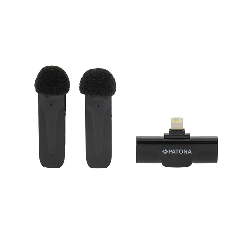 PATONA - ΣΕΤ 2x Ασύρματο μικρόφωνο με κλιπ για iPhone USB-C 5V