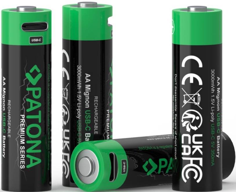 PATONA - ΣΕΤ 4x Μπαταρία AA/LR6 Li-Pol 2000mAh 1,5Vs with USB-C φόρτιση