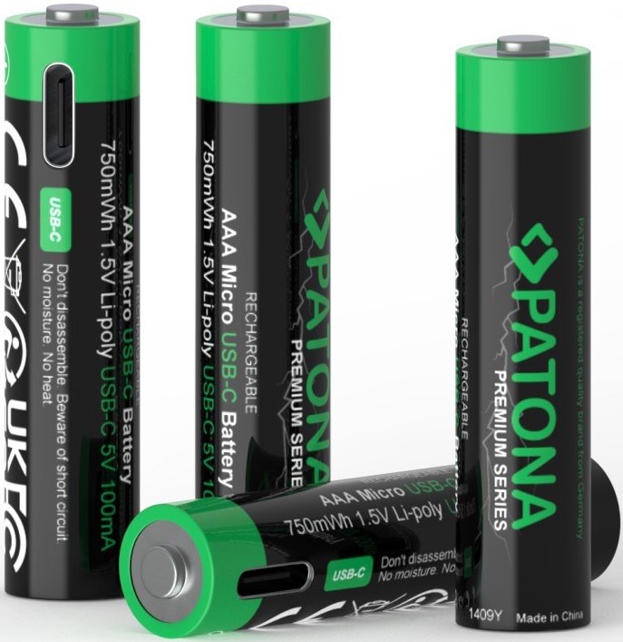 PATONA - ΣΕΤ 4x Μπαταρία AAA/LR03 Li-Pol 500mAh 1,5V with USB-C φόρτιση