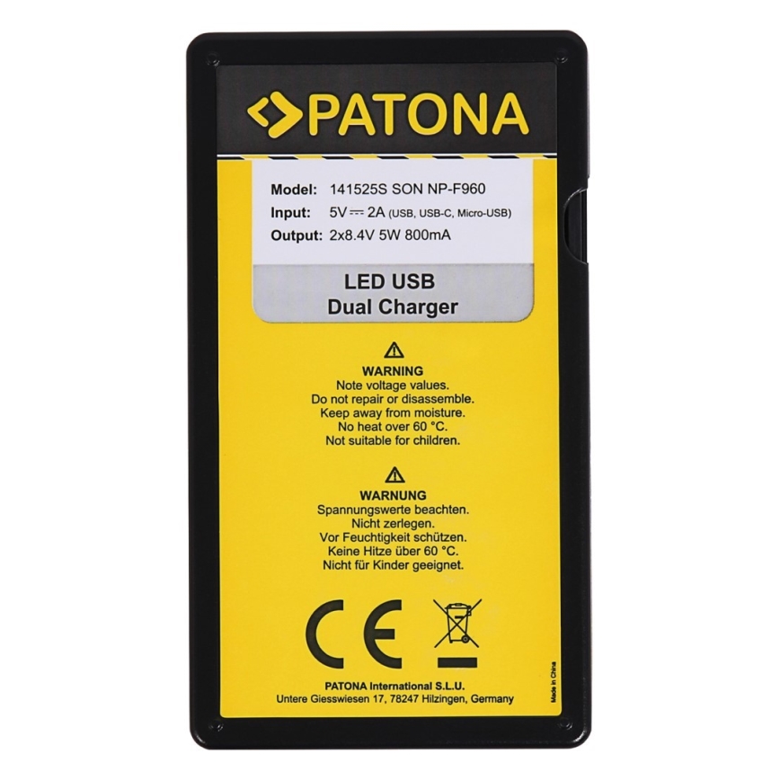 PATONA - Φορτιστής διπλός Sony NP-F970/F960/F950 USB