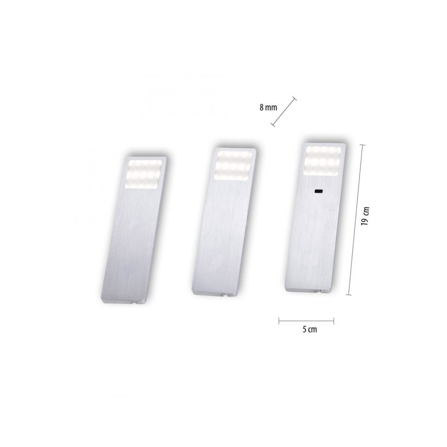 Paul Neuhaus 1120-95-3 - ΣΕΤ 3x Φωτισμός επίπλων LED με αισθητήρα HELENA LED/2W/230V