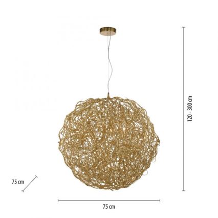 Paul Neuhaus 2019-12 - Κρεμαστό φωτιστικό με καλώδιο SAREA 15xG9/40W/230V χρυσό